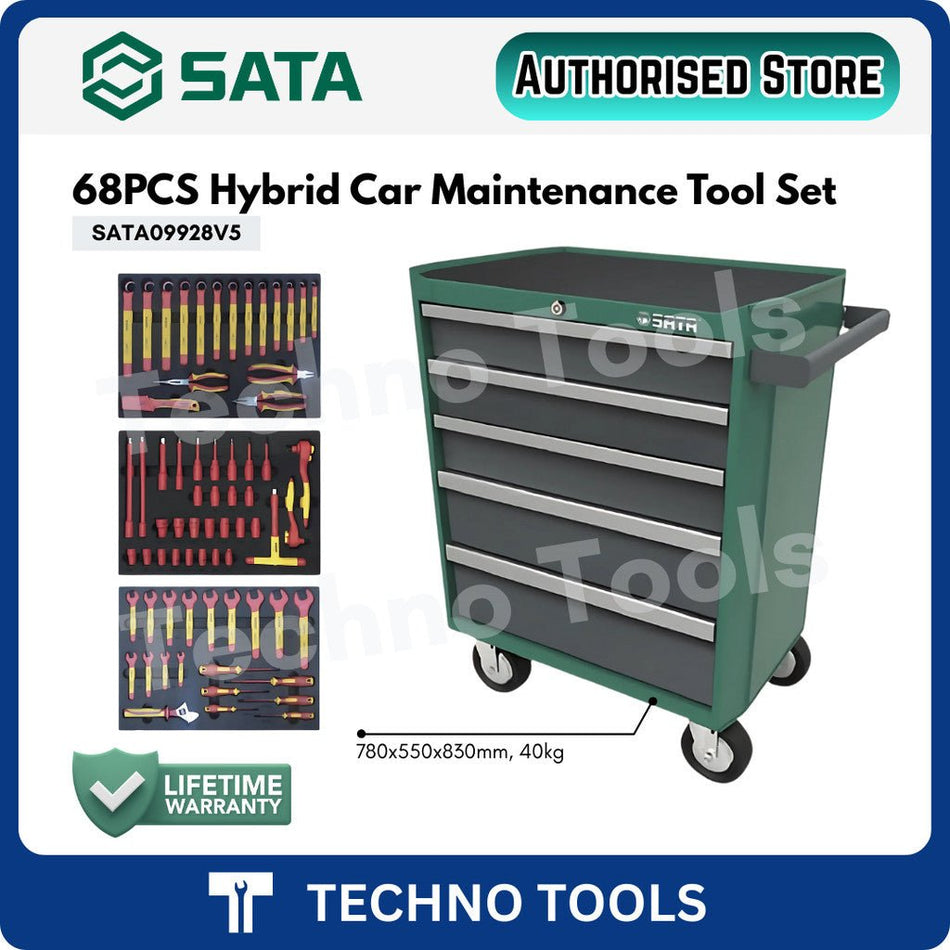 SATA 09928V5 68PCS 5 Drawers New Energy Car Maintenance Tool Set | Lifetime Warranty