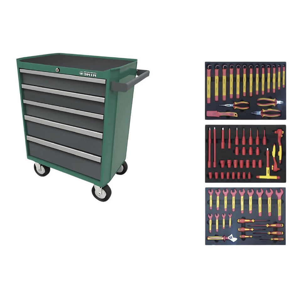 SATA 09928V5 68PCS 5 Drawers New Energy Car Maintenance Tool Set | Lifetime Warranty