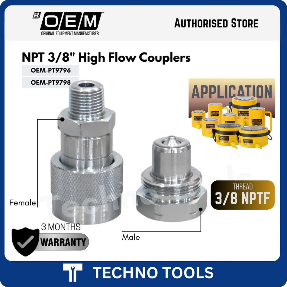NPT 3/8" High Flow Coupler Hydraulic Coupling for Enerpac and Power Team | 3 Months Warranty