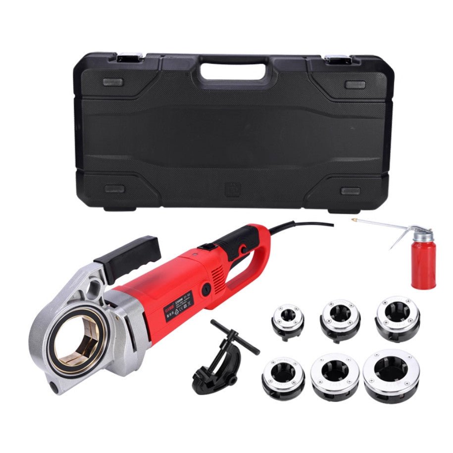 Portable Handheld Electric Pipe Threader Threading Machine With 6 Dies - Upgraded Model Techno Tools & Equipment