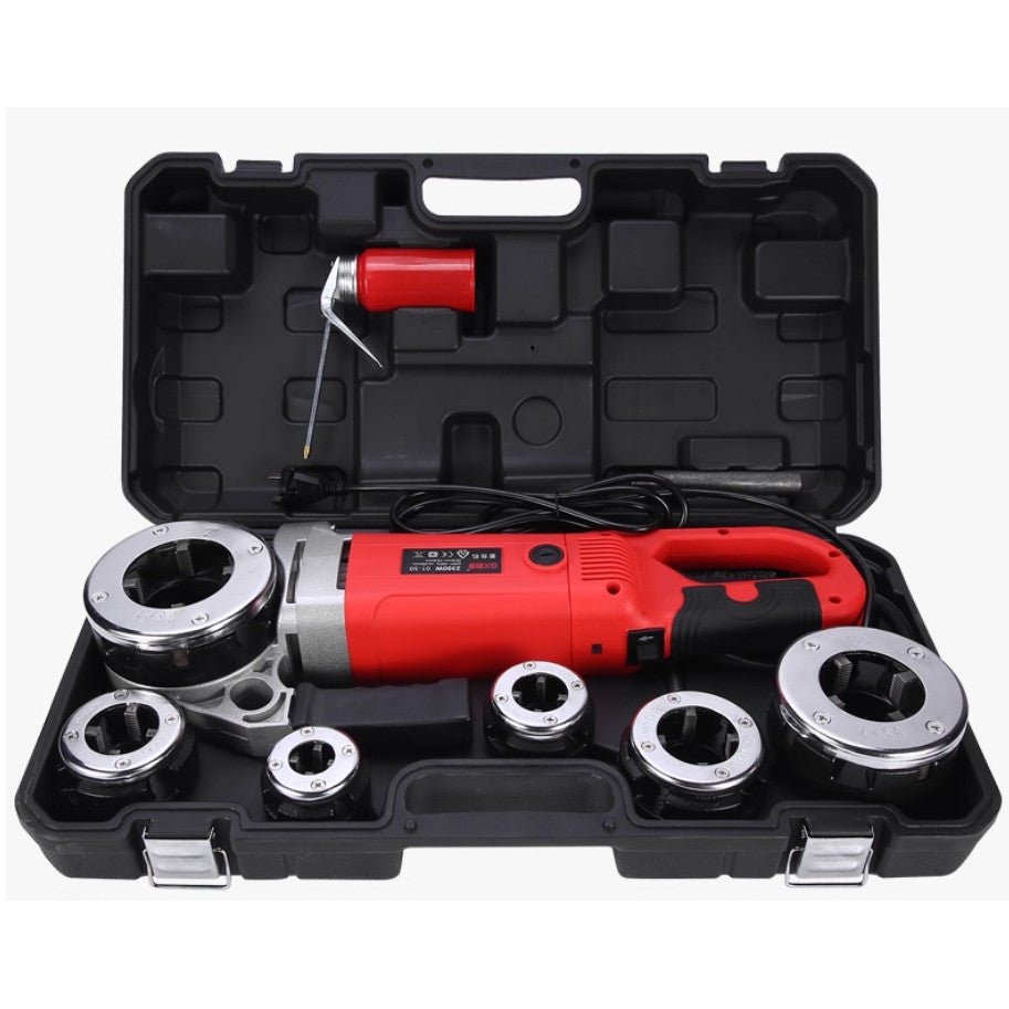 Portable Handheld Electric Pipe Threader Threading Machine With 6 Dies - Upgraded Model Techno Tools & Equipment