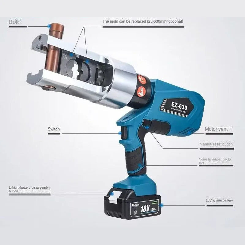 [Heavy Duty] EZ-630 Heavy Duty Cordless Hydraulic Cable Crimping Tool | 100% New & Original 3 Months Warranty OEM