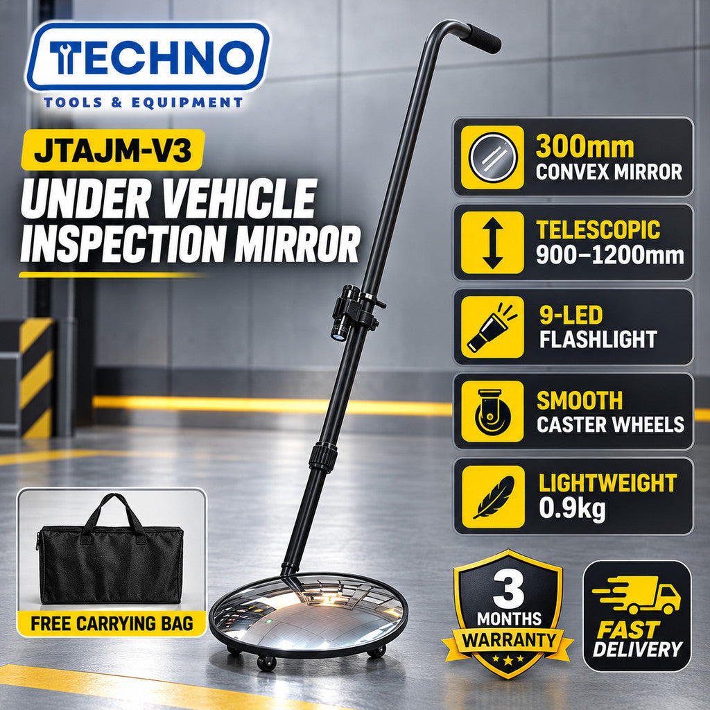 JTAJM-V3 300mm Telescopic Under Vehicle Inspection Mirror with LED Flashlight & Wheels | 3 Months Warranty OEM