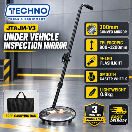 JTAJM-V3 300mm Telescopic Under Vehicle Inspection Mirror with LED Flashlight & Wheels | 3 Months Warranty OEM