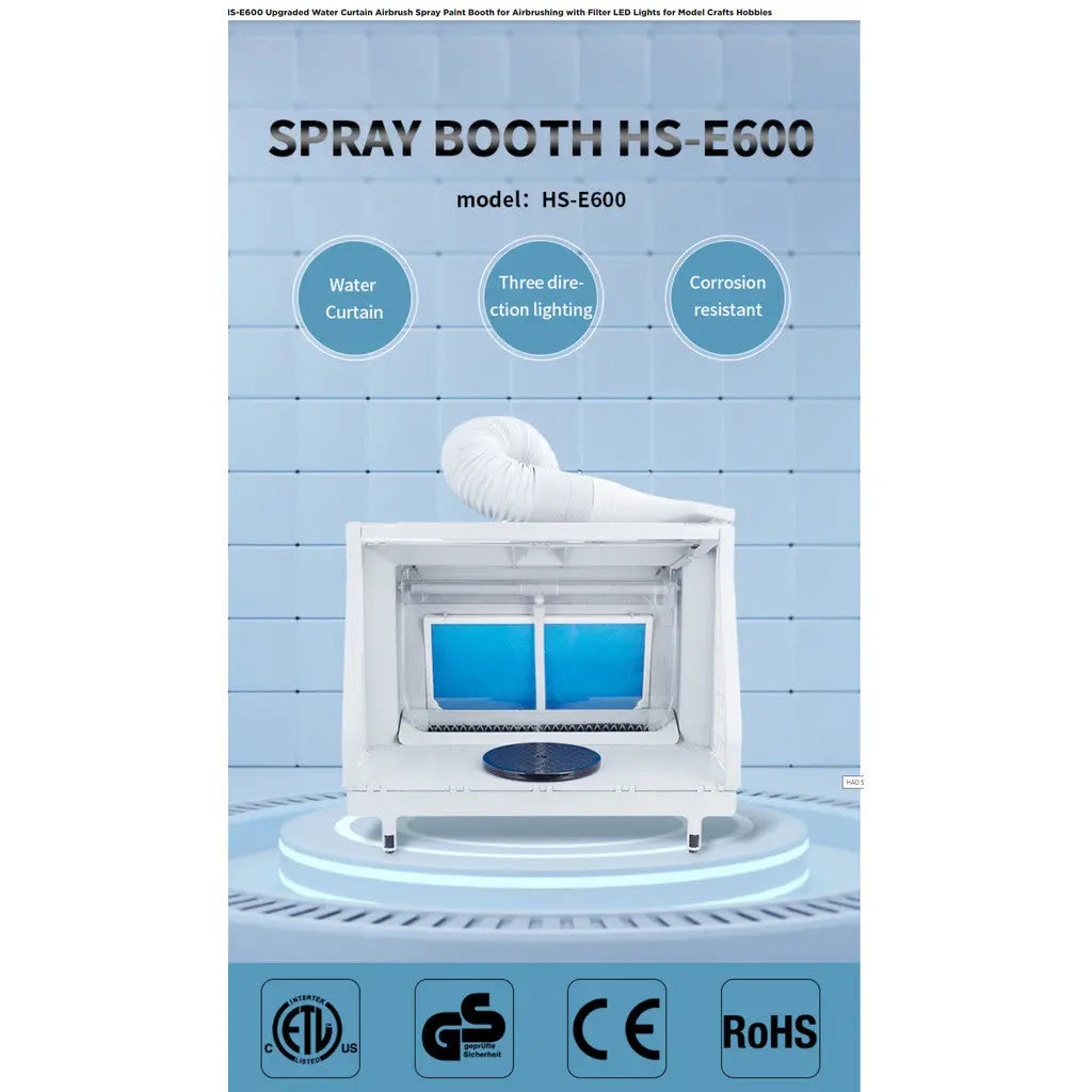 HSENG HS-E600 Water Curtain Spray Booth Triple Fans with LED Techno Tools & Equipment