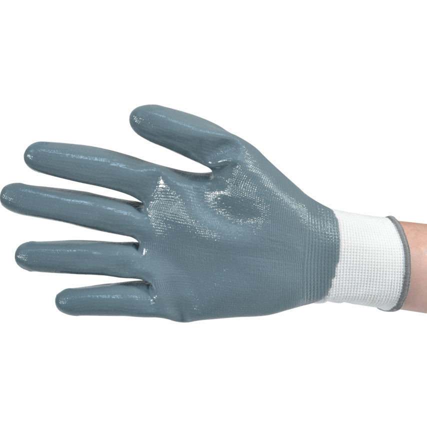 TUFFSAFE SSF-961-6301B Sitesafe Flat Palm-side Coated Grey/White Nitrile Gloves- Size