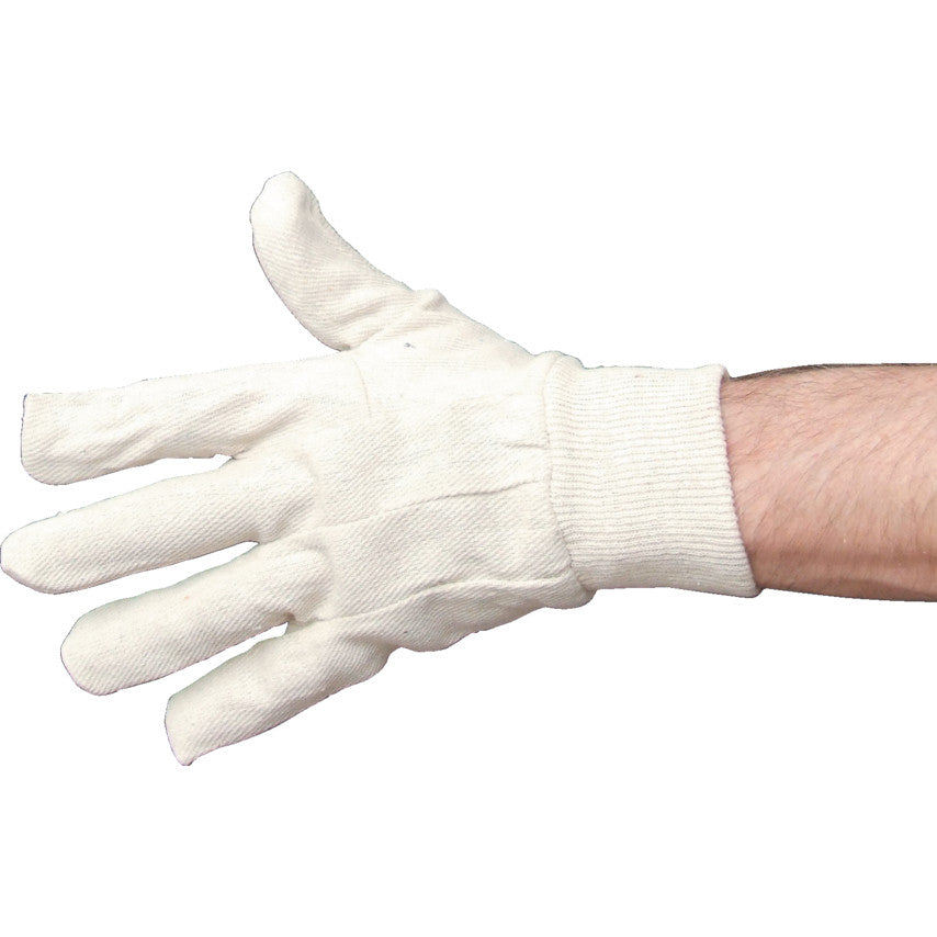 Tuffsafe TFF-961-1110K General Handling Gloves, White, Uncoated Coating, Cotton Liner