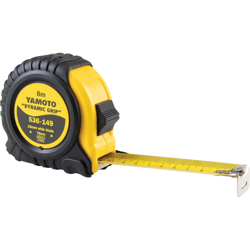 Yamoto YMT5361490K 8m Dynamic Grip locking tape rule (536-149) with blade extended