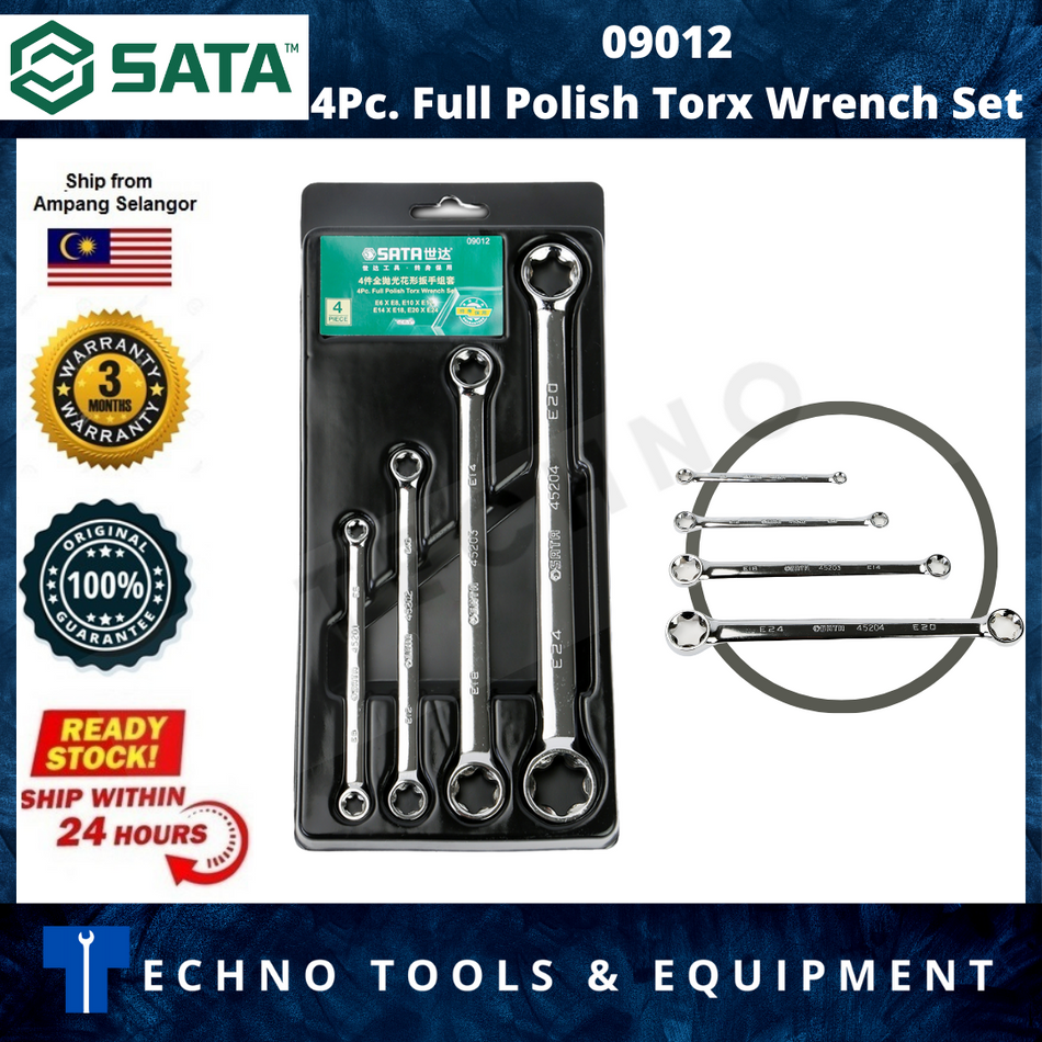SATA 09012 4Pc. Full Polish Torx Wrench Set
