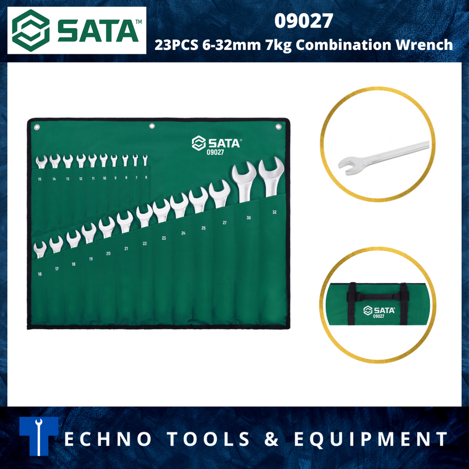 SATA 09027 Combination Wrench Set 23pc, 6mm-32mm, Metric, 7kg,