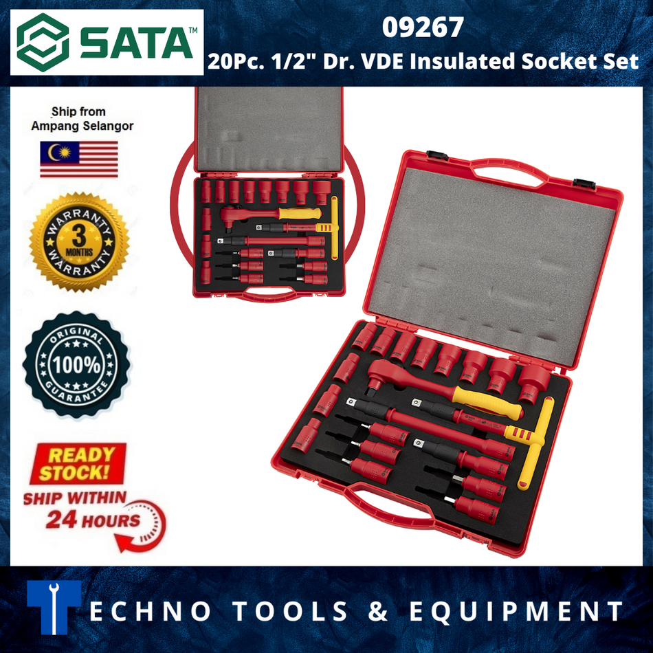 SATA 09267 20PC 1/2  DR.VDE Insulated Socket Set