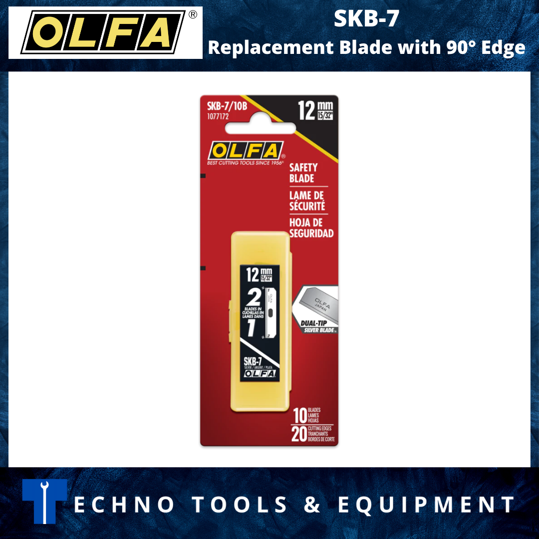 OLFA SK-7 Semi-Automatic Compact Self-Retracting Safety Knife &  SKB-7 Replacement Blade with 90° Edge