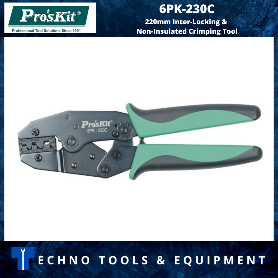 PRO'SKIT 6PK-230C 220mm Inter-Locking & Non-Insulated Crimping Tool