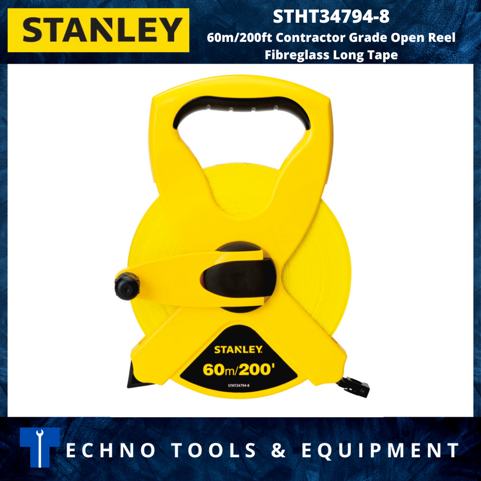 STANLEY STHT34794-8 60m/200ft Contractor Grade Open Reel Fibreglass Long Tape