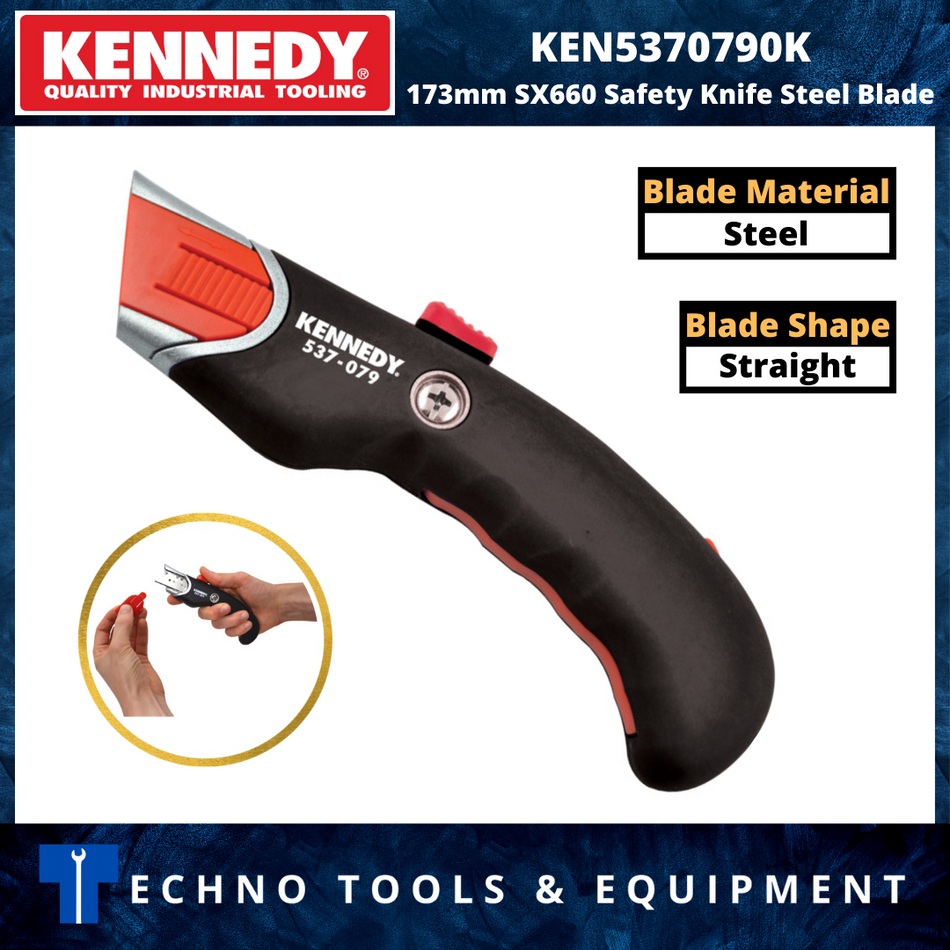 KENNEDY KEN5370790K SX660 Self-retracting Straight Safety Knife Steel Blade