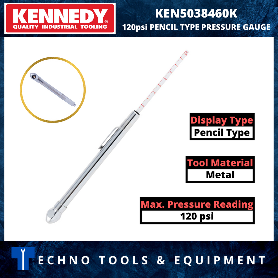 KENNEDY KEN5038460K 120psi PENCIL TYPE PRESSURE GAUGE