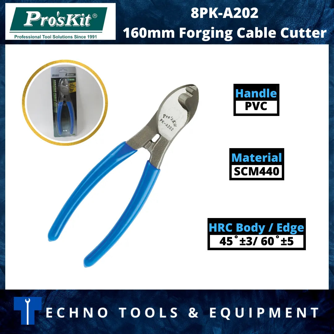 Pro'skit Cutter Cable PRO'SKIT 8PK-A202 160mm Forging Cable Cutter – Techno Tools & Equipment