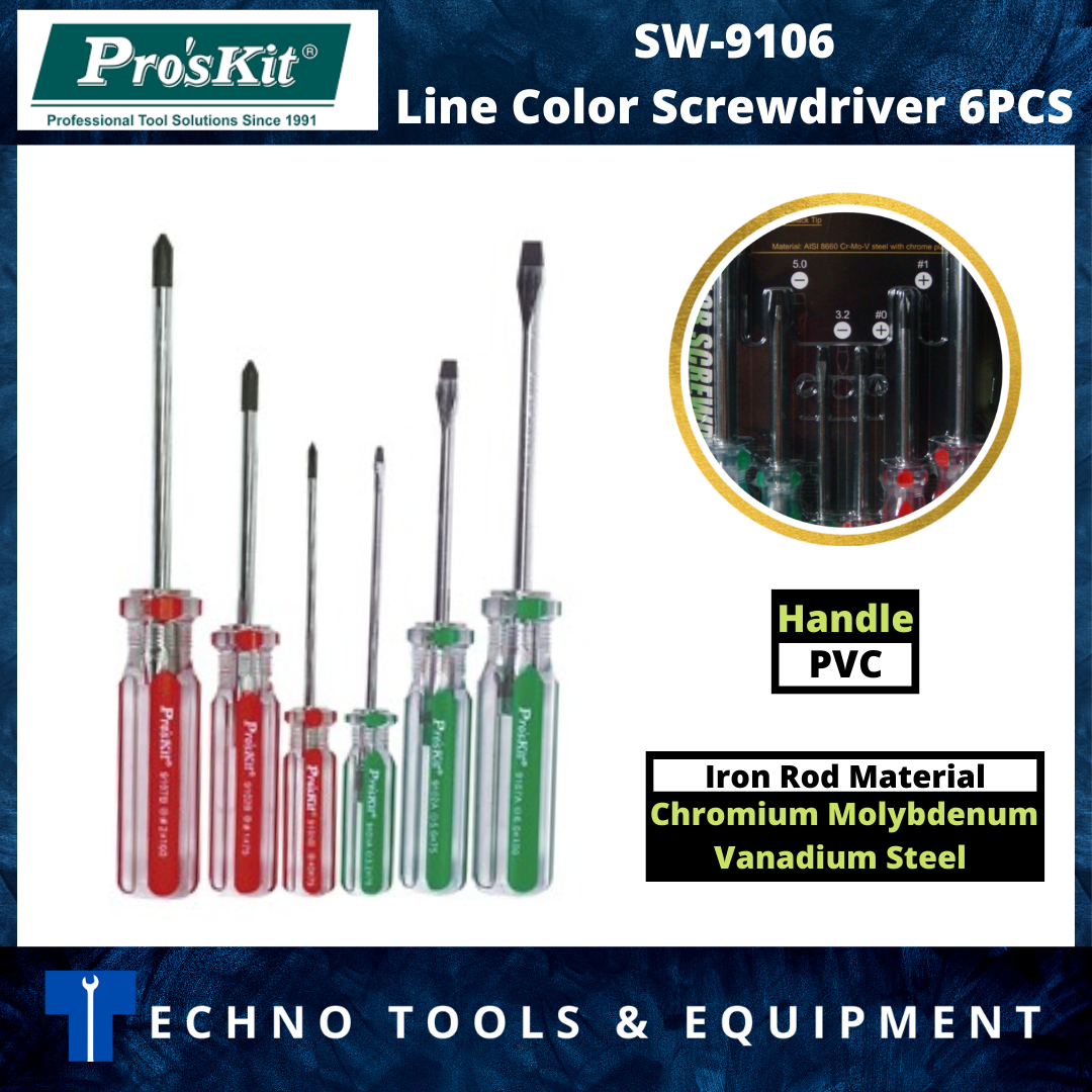 PRO'SKIT SW-9106 Line Color Screwdriver 6PCS
