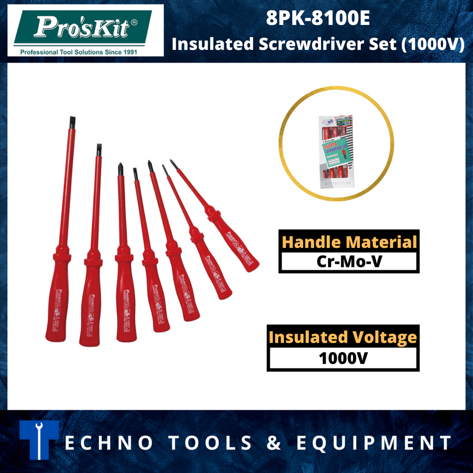 PRO'SKIT 8PK-8100E Insulated Screwdriver Set (1000V)
