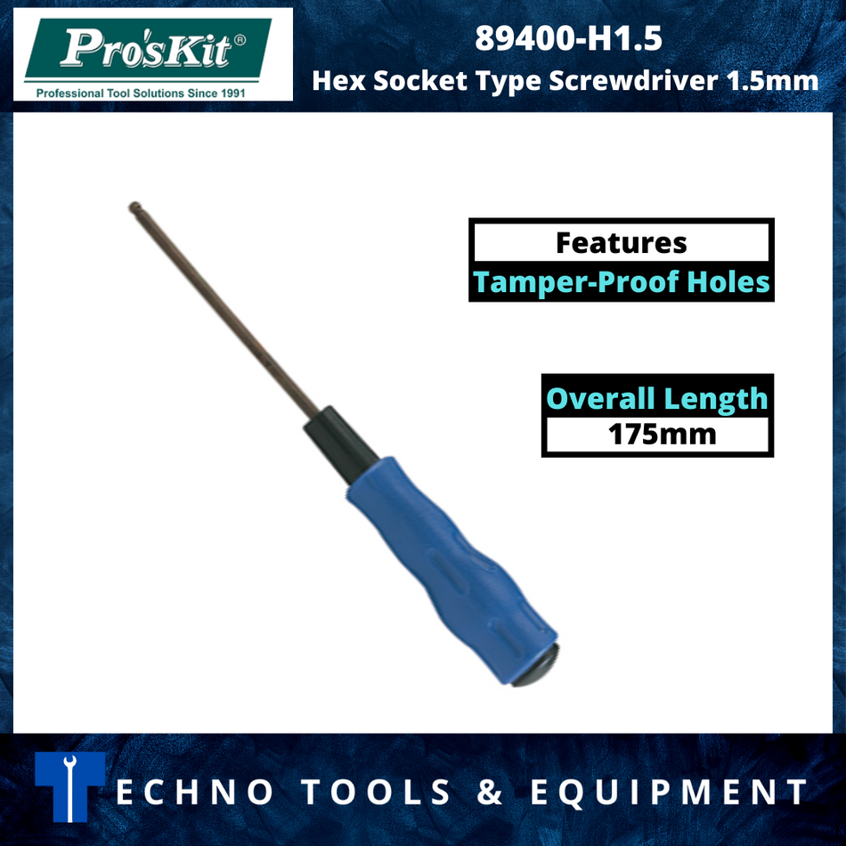 PRO'SKIT 89400-H1.5 Hex Socket Type Screwdriver 1.5mm