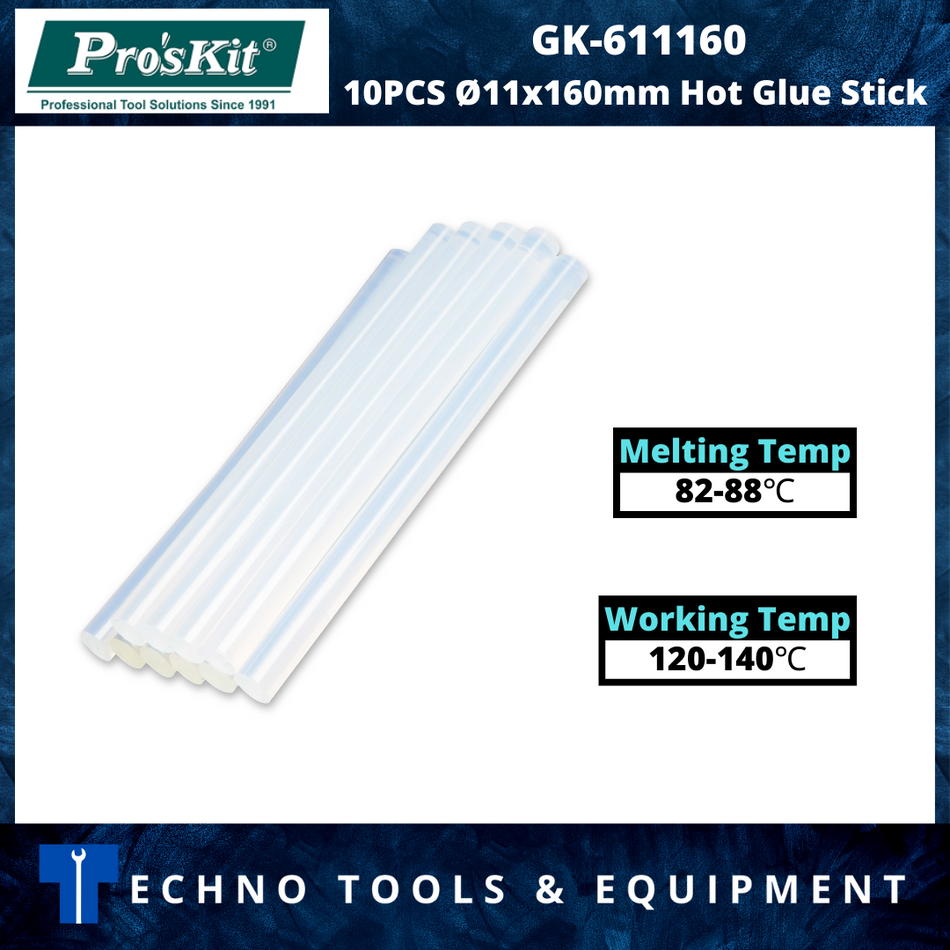 PRO'SKIT GK-611160 10PCS Ø11x160mm Hot Glue Stick