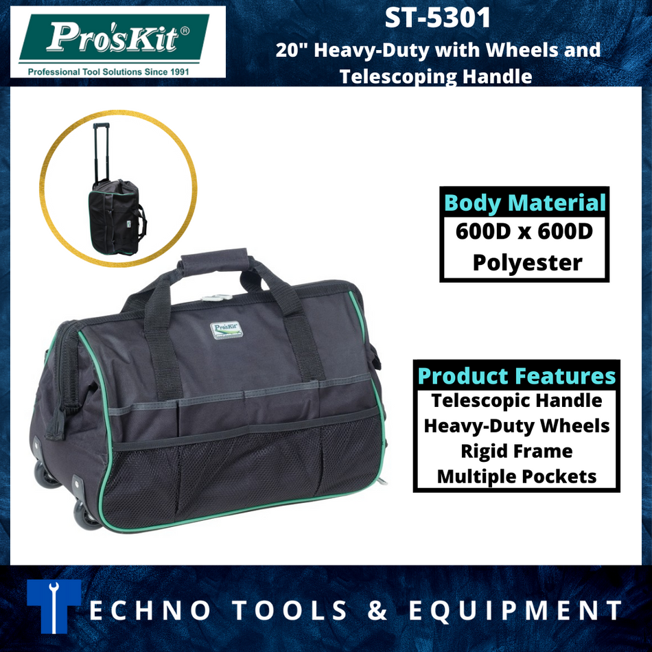 PRO'SKIT ST-5301 20" Heavy-Duty with Wheels and Telescoping Handle