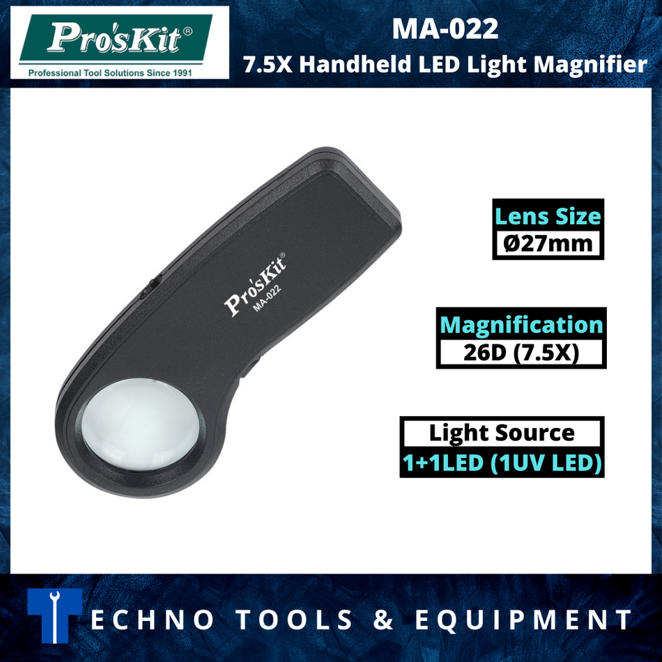 PRO'SKIT MA-022 7.5X Handheld LED Light Magnifier with Currency Detecting Function