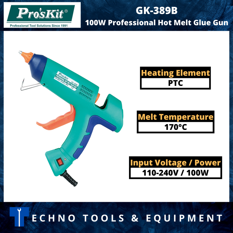 PRO'SKIT GK-389B 100W Professional Hot Melt Glue Gun