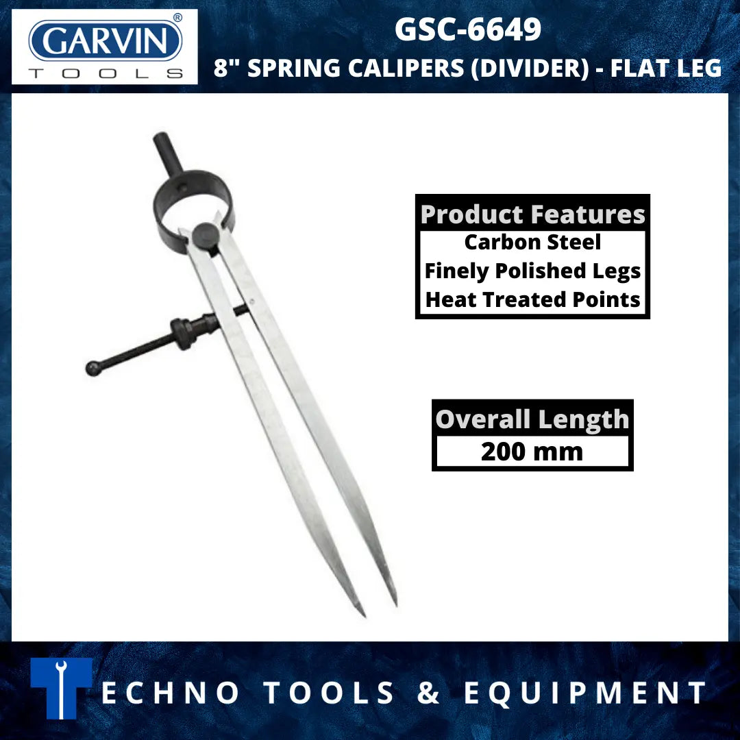 Spring Calpiers GARVIN SPRING CALIPERS (DIVIDER) - FLAT LEG – Techno Tools & Equipment
