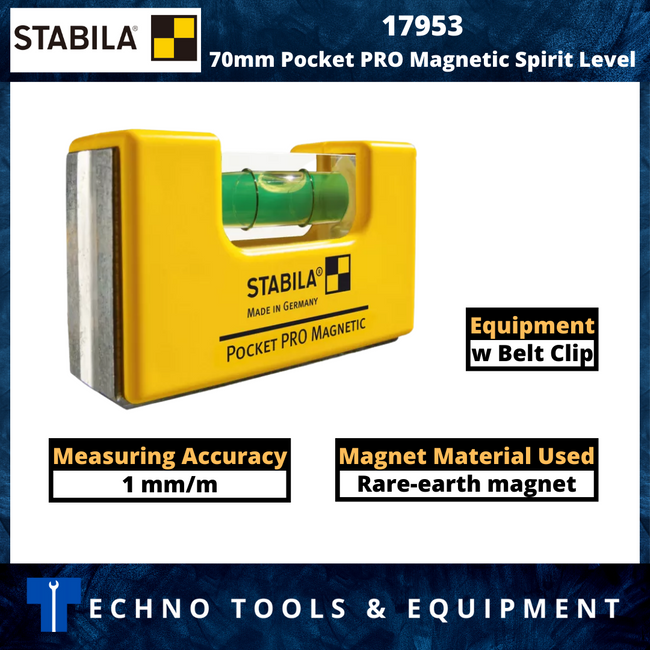 STABILA 17953 70mm Pocket PRO Magnetic Spirit Level