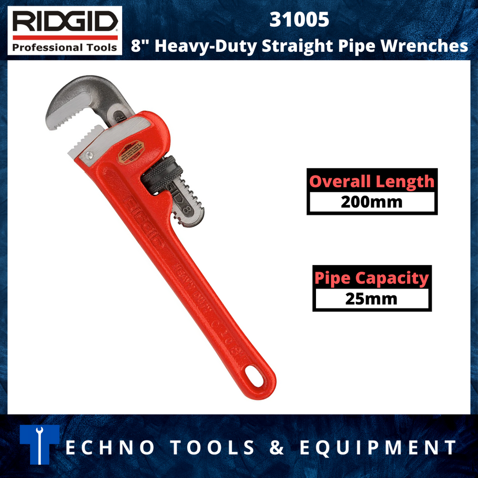 RIDGID 31005 8" Heavy-Duty Straight Pipe Wrench