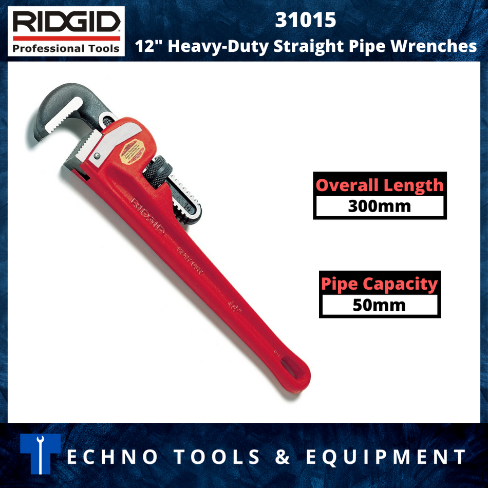 RIDGID 31015 12" Heavy-Duty Straight Pipe Wrench