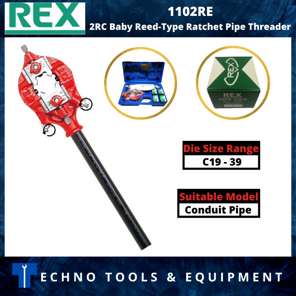 REX 1102RE 2RC Baby Reed-Type Ratchet Pipe Threader