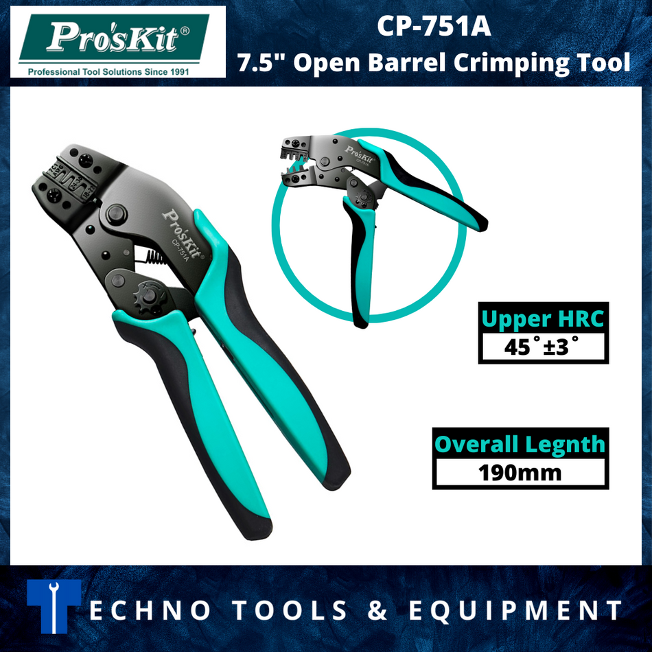 PRO'SKIT CP-751A 7.5" Open Barrel Crimping Tool