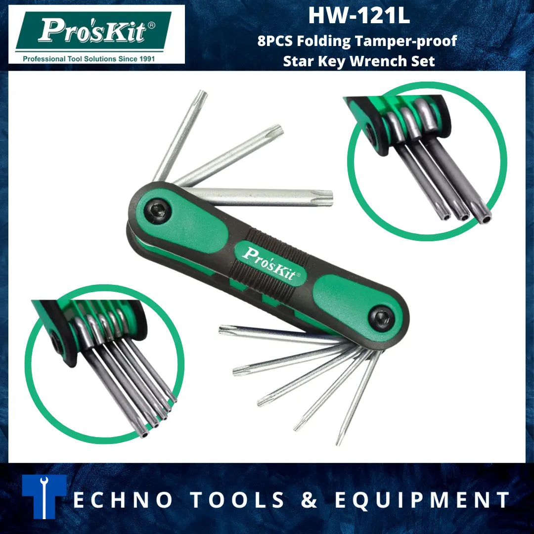 PRO'SKIT HW-121L 8PCS Folding Tamper-proof Star Key Wrench Set – Techno ...
