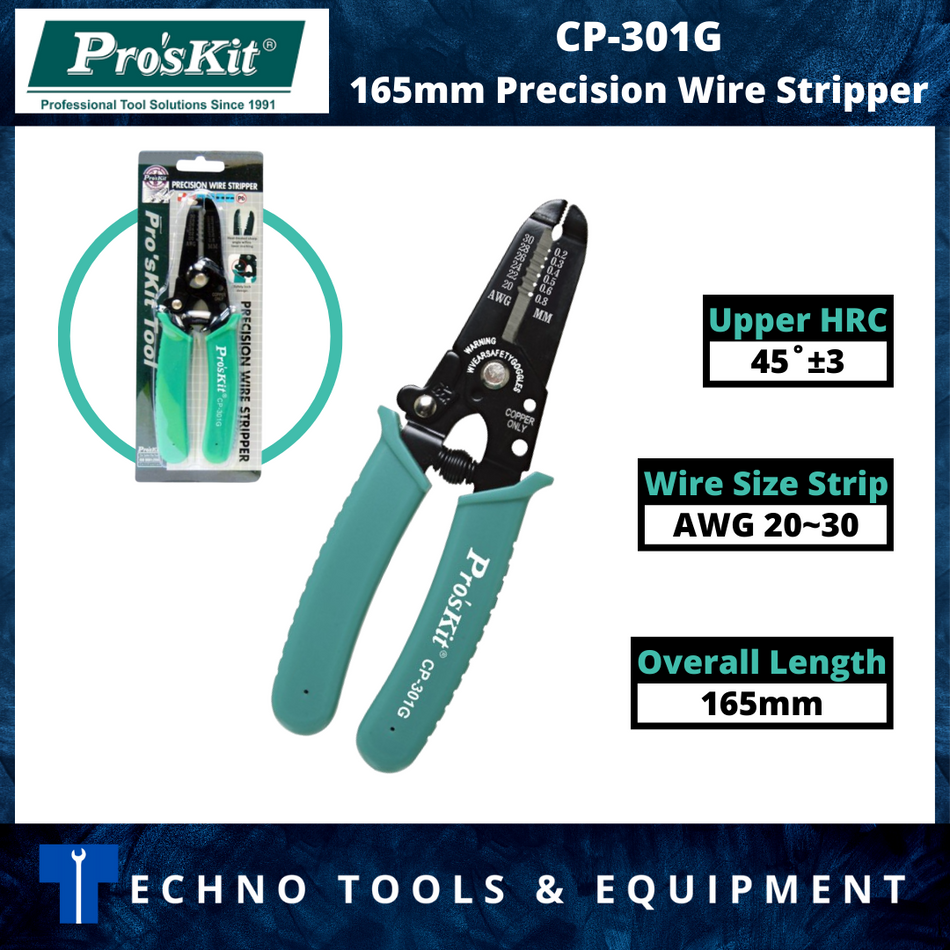 PRO'SKIT CP-301G 165mm Precision Wire Stripper (AWG 30/28/26/24/22/20)