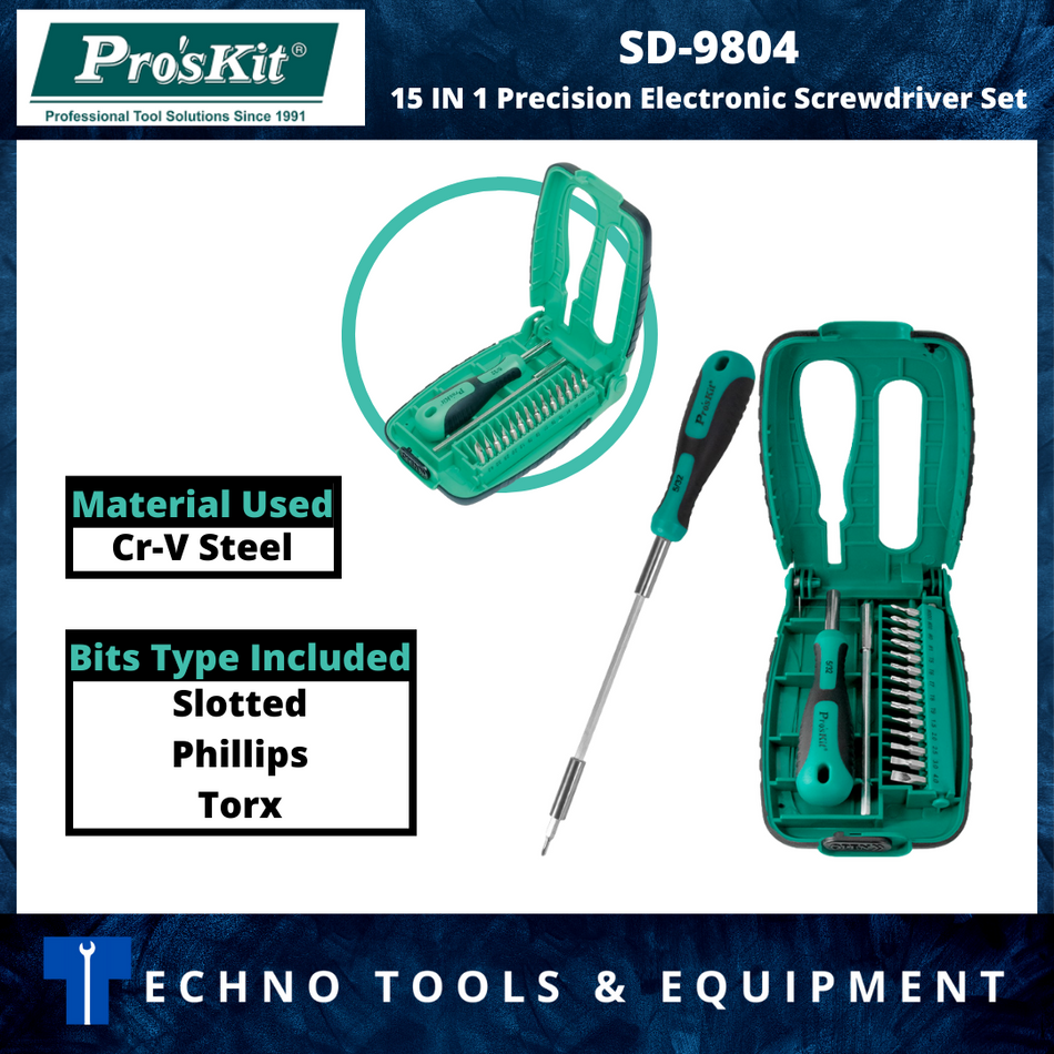 PRO'SKIT SD-9804 15 in 1 Precision Electronic Screwdriver Set