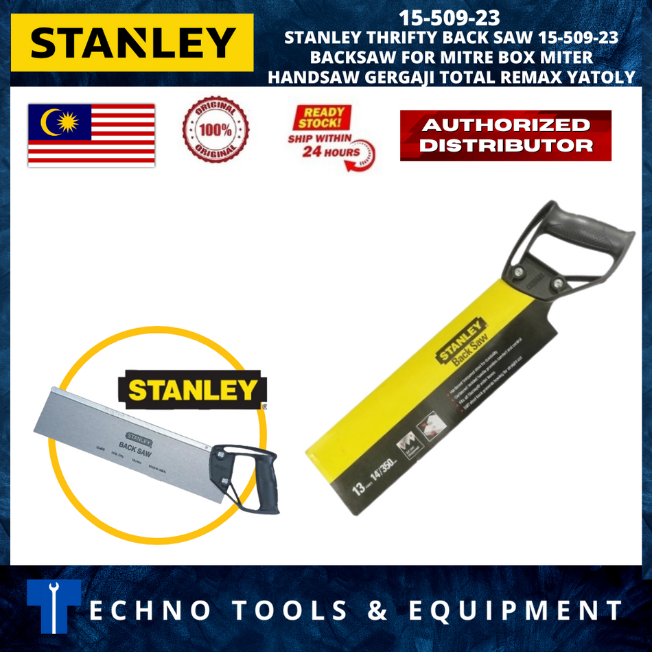 STANLEY THRIFTY BACK SAW 15-509-23 BACKSAW FOR MITRE BOX MITER HANDSAW GERGAJI TOTAL REMAX YATOLY