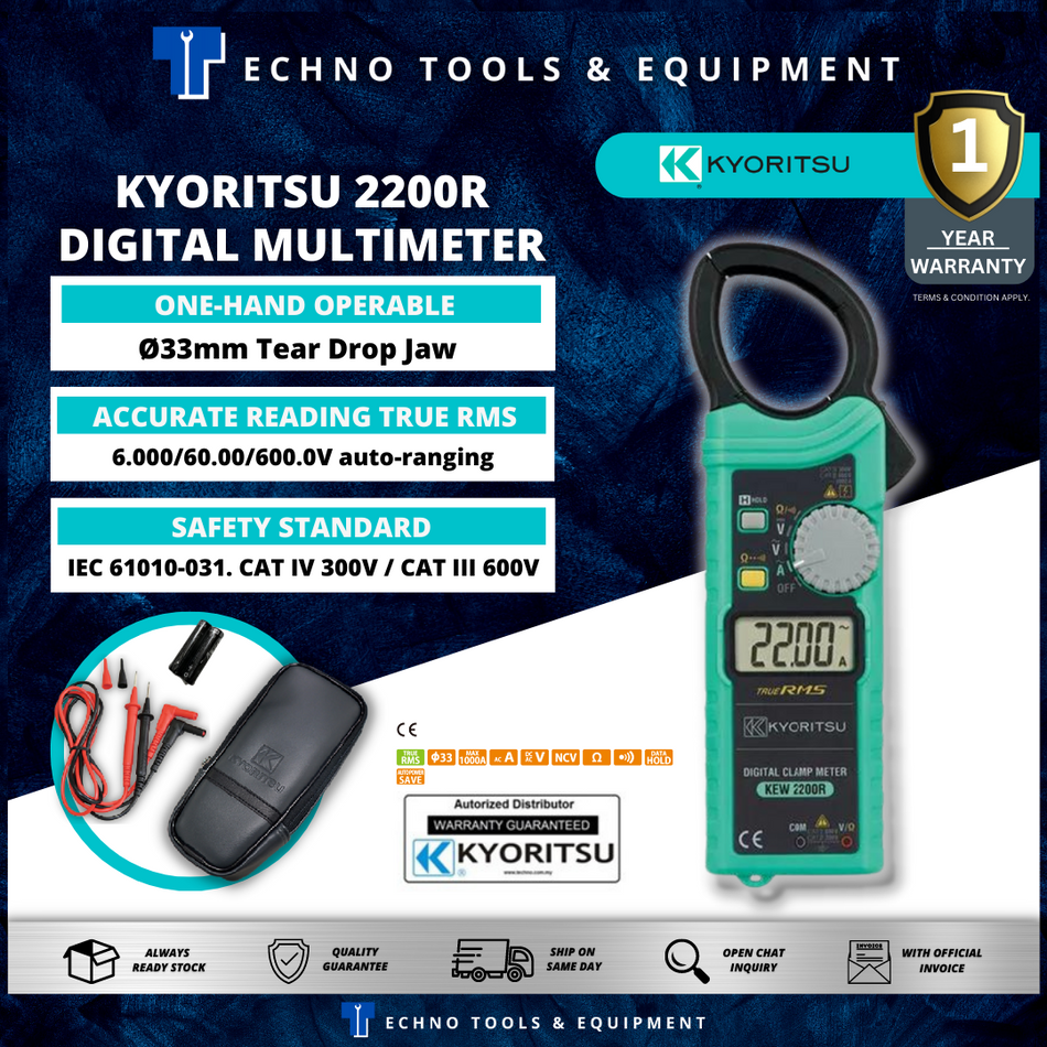 KYORITSU 2200R Digital Clamp Meter (KEW 2200R)