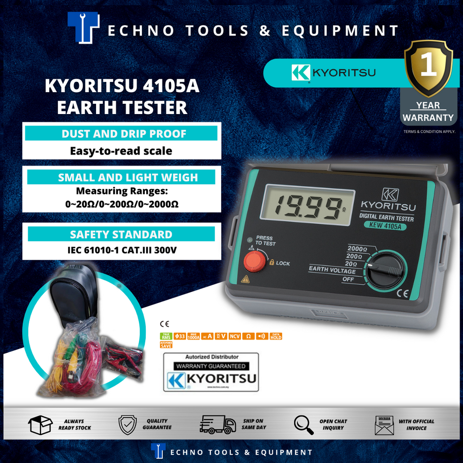 KYORITSU 4105A Earth Tester (With Soft case) (KEW 4105A)