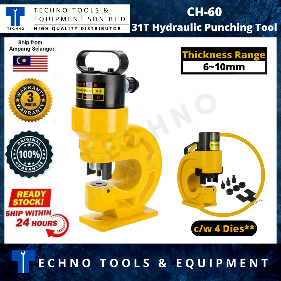 Ready Stock CH-60 Hydraulic Hole Punching Tool 31T For Iron Plate Copper Bar Aluminum Stainless Steel