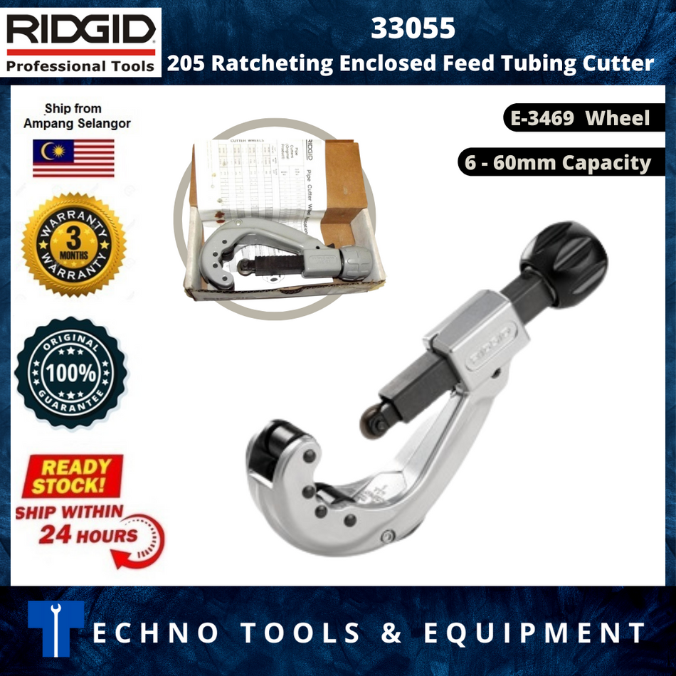 6-60mm Ridgid 33055 Ratcheting Enclosed Feed Tubing Cutters 1/4"-2.3/8" (NEW & ORI RIDGID)