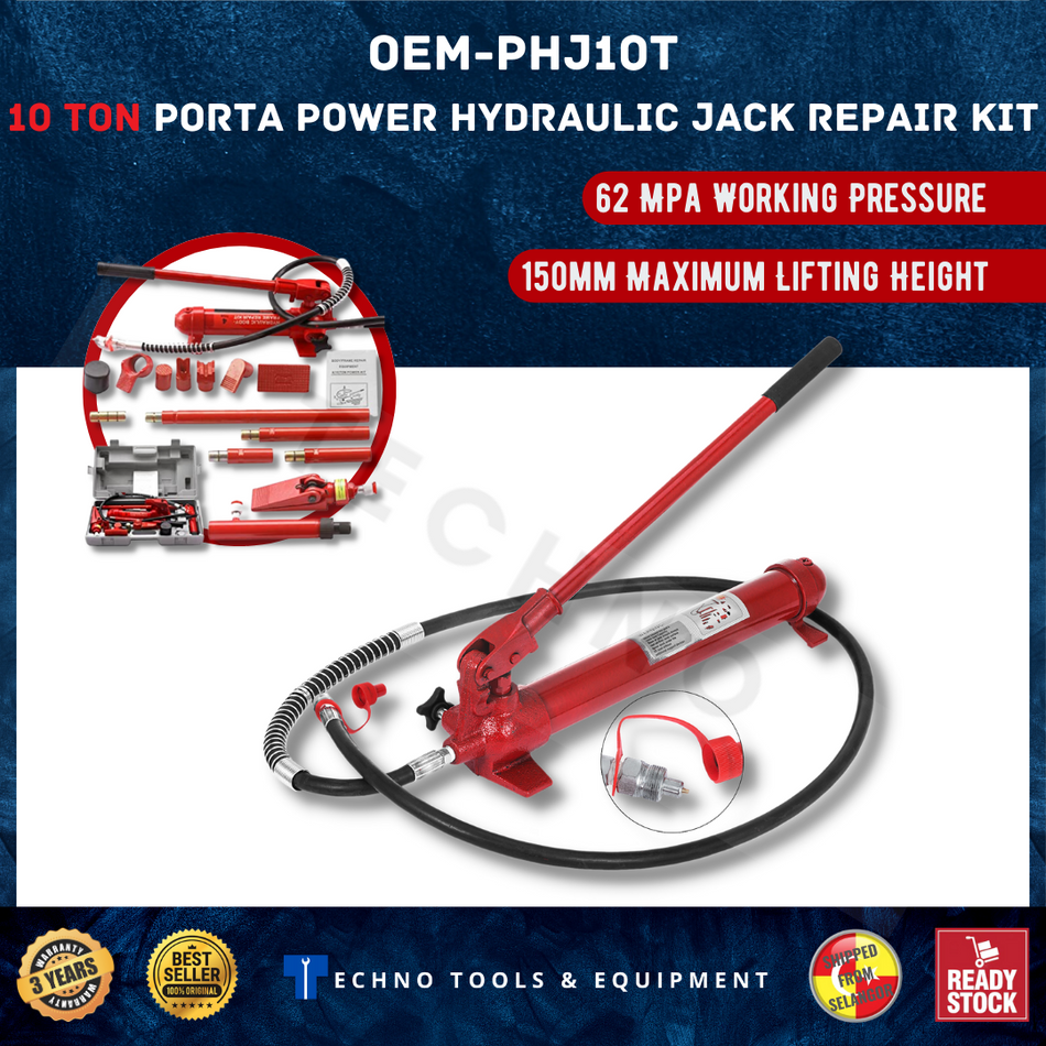 10 Ton Porta Power Hydraulic Jack Body Frame Repair Kit Auto Shop 2 Wheels Lift
