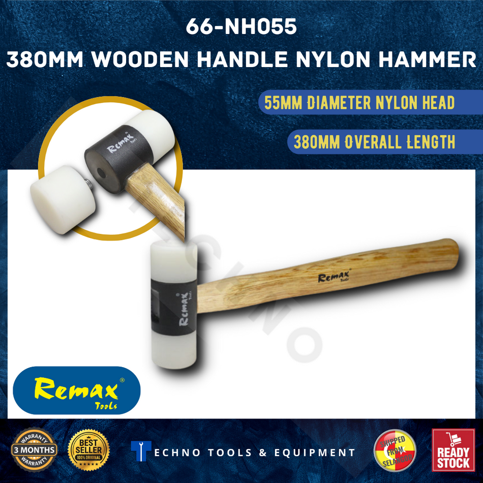 REMAX 44mm / 55mm Nylon Hammer Wood Handle (66-NH044) (66-NH055) / nylon mallet hammer