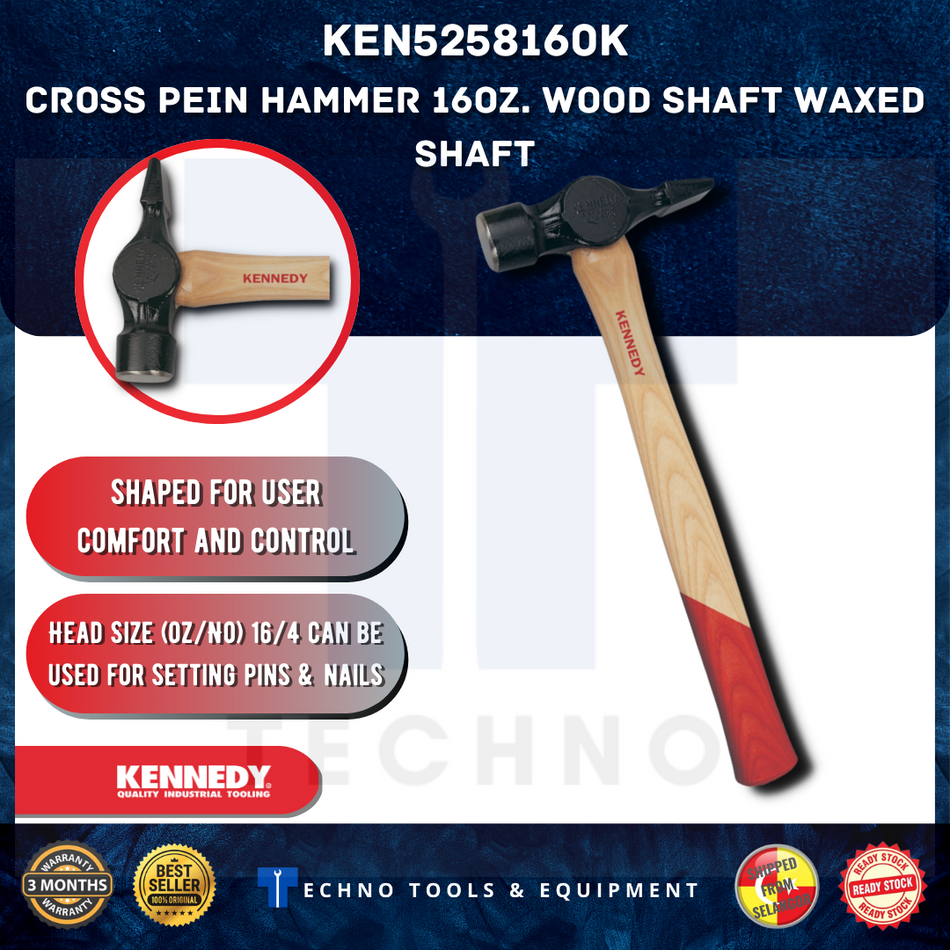 KENNEDY 16oz CROSS PEIN HAMMER WOOD SHAFT KEN5258160K