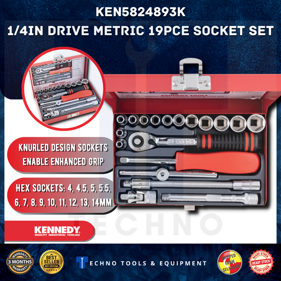 KENNEDY KEN5824893K SOCKET SET 1/4" DR 19-PCE