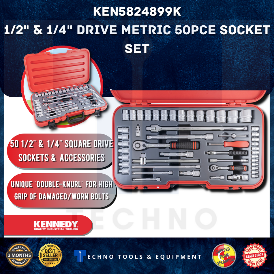 KENNEDY 50PC 4-36mm SOCKET SET 1/4-1/2" SQ DR KEN5824899K