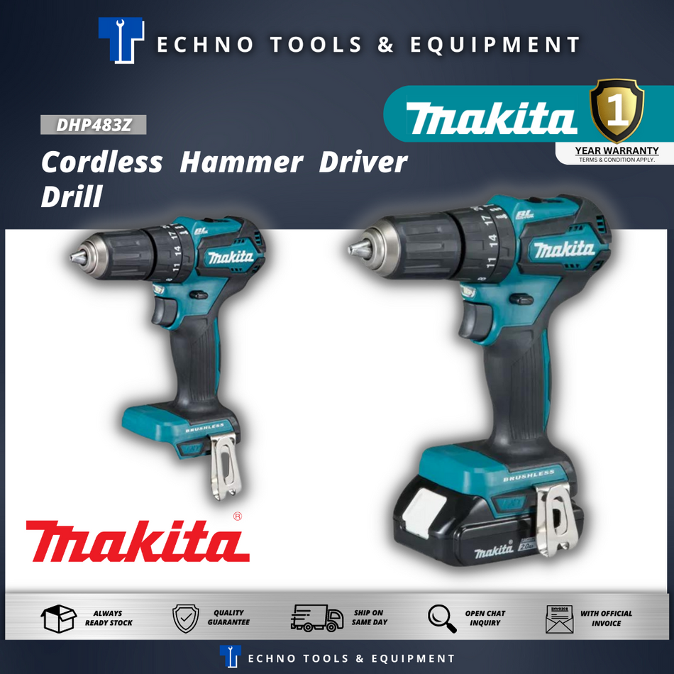 MAKITA DHP483Z Cordless Hammer Driver Drill - 1 Year Warranty