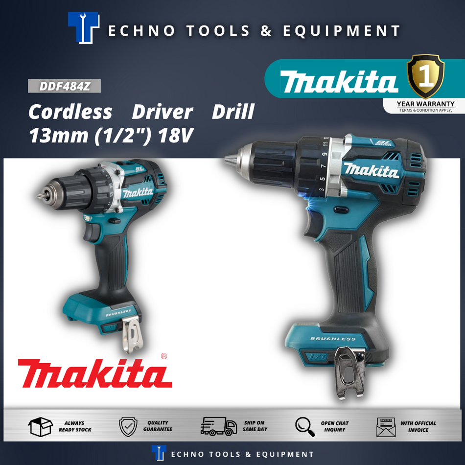 MAKITA DDF484Z Cordless Driver Drill 13mm (1/2") 18V - 1 Year Warranty
