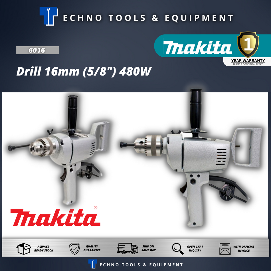 MAKITA 6016 Drill 16mm (5/8") 480W - 1 Year Warranty